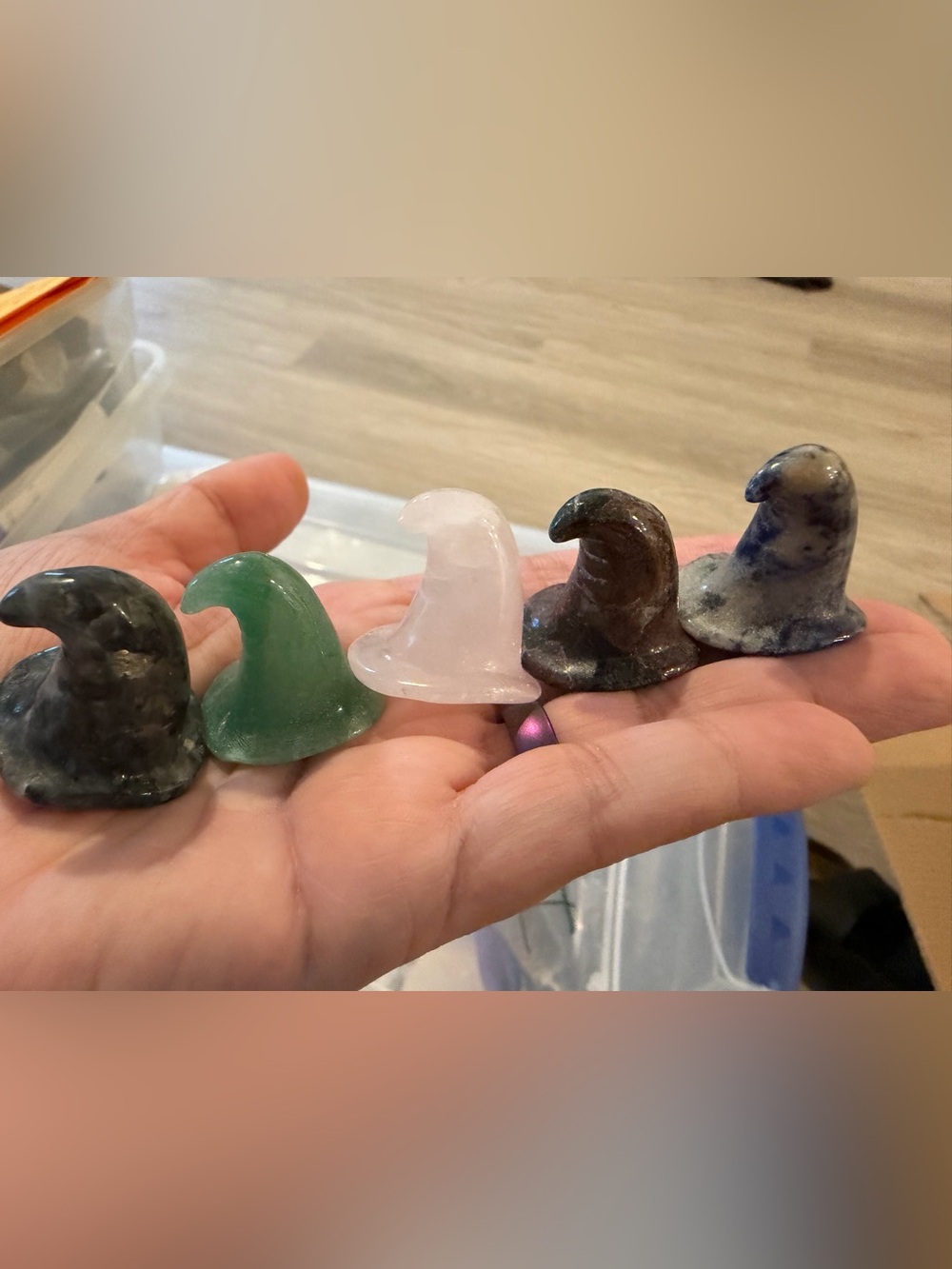 Handcrafted Mini Witch Hat Crystal Carvings Various Materials